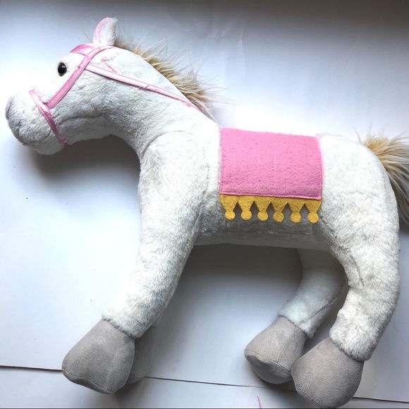 Pottery Barn Kids Plush Toy - White Pony with pink Saddle - 15” - Picture 7 of 13